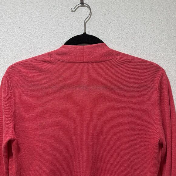 Eileen Fisher 100% Organic Linen Angled Front Cardigan Red Pink Womens XS Crop - Picture 6 of 7
